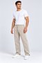 Loose Fit Comfortable 3-Thread Fabric with Stopper and Side Piping Baggy Men's Beige Sweatpants - 5