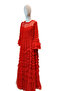 Women's Red Layered Ruffled Tulle Layered Long Evening Dress / Evening Gown - 5