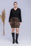 Women's Brown Black Leopard Pattern Stretchy Short Pencil Skirt