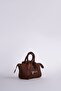 Textured Leather Scarf Tie Shoulder Bag Camel - 4