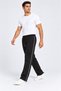 Loose Fit Comfortable 3-Thread Fabric with Stopper and Side Piping Baggy Men's Black Sweatpants - 7