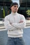 Men's Full Turtleneck Knitwear Gray Sweater - 5