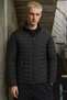 Men's Stand Collar Zippered Black Puffer Jacket
