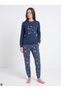 Women's Thermal Pajama Set Blue with Snow Pattern - 5