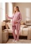 New Season Powder Jacquard Shawl Collar Winter Buttoned Breastfeeding Feature Design Long Sleeve Maternity Pajama Set - 5