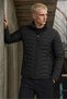 Men's Stand Collar Zippered Black Puffer Jacket - 4