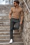 Men's Half-Zip Casual Brown Sweater - 3