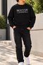 Black Boy's Text Printed Crew Neck Ribbed Long Sleeve Sweatshirt 24963 - 3