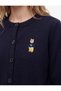 Teddy Bear Embroidered Buttoned Long Sleeve Crew Neck Knitwear Cardigan - 5