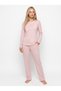 Women's Long Sleeved Pajama Set with Polka Dot Pattern - 4