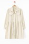 Beige Button Closure Girls' Long Sleeve Dress with Cap Detail 20701 - 2