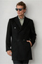 Pointed Collar, Pocketed, Buttoned, Classic Double-Breasted Cashmere Coat - 5