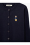Teddy Bear Embroidered Buttoned Long Sleeve Crew Neck Knitwear Cardigan - 8