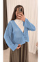Tied Knit Cardigan - Ers - Baby Blue - 3