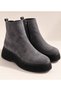 Gny Women's Gray Suede Zippered Thick Soled Boots