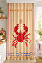 Red Crab Figured Sea Themed Digital Printed Single Wing Background Curtain Decorative Curtain (Throw Pillow) - 2
