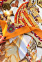 Yellow Beige Double Sided Printed Shawl Patterned Silk Crepe Women's Foulard Scarf 100X100 cm Large Size Shoulder Be - 4