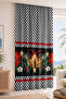 New Year's Bell and Pine Branch Flower Patterned Digital Printed Single Wing Background Curtain (with Throw Pillow Gift)