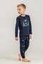 Boy's New Year Themed Long Sleeve Pajama Set Navy Blue