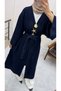 Monaco Brooch Detailed Denim Kimono - 5
