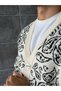كارديجان محبوك بنمط شال وياقة على شكل حرف V، لون إكرو - 4