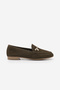 Women's Genuine Leather Chain Loafer Casual Shoes Tanle Khaki Suede - 3