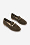 Women's Genuine Leather Chain Loafer Casual Shoes Tanle Khaki Suede - 5
