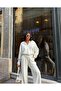 Women's White Zippered Stripe Detailed Oversize Two-Piece Set - 4
