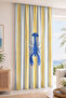 Blue Lobster Figured Striped Marine Style Digital Printed Single Wing Background Curtain (with Throw Pillow as a Gift) - 2