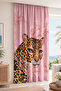 Digital Printed Single Wing Background Curtain with Leopard Figure Wearing a Pearl Necklace Decorative Curtain (Throw Pillow Gift) - 3