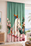 Digital Printed Single Wing Background Curtain with Parrot, White Horse and Floral Still Life Pattern (Throw Pillow Gift) - 3