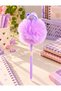 Plush Pompom Figured Ballpoint Pen Lilac Cute Stationery Pen - 2