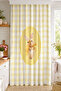 Yellow and White Gingham Background with Bow and Cute Rabbit Single Wing Background Curtain (with Pillowcase as a Gift) - 2