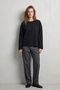 100% Cotton Single Jersey Oversize Women's Long Sleeve T-Shirt Compact Combed Cotton Soft Fabric Loose Fit Breathable Anti-Sweat Basic Black T-Shirt - 7