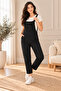 Plnl6160 – Knitted Fabric Salopet with Front Pockets - Black - 4