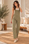 Plna6154 – Denim Overalls with Front Pockets – Khaki - 4
