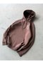 Born Printed Oversize 3 Thread Hooded Sweatshirt Brown - 4