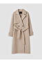 Two Mt Shop Quality Lcw Vision Beige Double-Breasted Collar Oversize Women's Cashmere Coat - 5