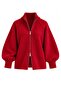 Premium Double-Sided Zippered High Collar Cardigan - Red - 3