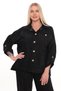 Pocket Detailed Gold Snap Button Chenille Denim Fabric Stylish Plus Size Top and Bottom Set - 3