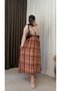 Plaid Pattern Skirt Suit - 8125 - Brown - 2