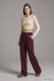 Elastic Waist Trousers with Grass Detail 3214A Plum - 2