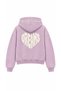 Gray Women's Hooded Sweatshirt with Print Detail on the Back and Hood, 3-Yarn Raster Soft Textured Comfortable Cut, Gray - 6
