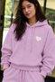 Gray Women's Hooded Sweatshirt with Print Detail on the Back and Hood, 3-Yarn Raster Soft Textured Comfortable Cut, Gray - 3