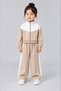 Baby Girl 1-5 Years Old Scallop Embroidered Double Tracksuit Set Beige