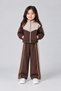 Baby Girl 1-5 Years Old Scallop Embroidered Double Tracksuit Set Brown