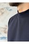 Half-neck dubble face fabric t-shirt navy blue - 2