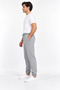 Men's Gray 3 Thread Ribbed Elastic Leg Sweatpants Soft Cotton - 3