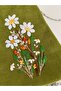 100% Hand Embroidered Vintage Khaki Linen Bag. Wildflower Themed .18X18 Cm, Lightweight Bag - 3