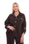 Pocket Detailed Gold Snap Button Chenille Denim Fabric Stylish Plus Size Top and Bottom Set - 3